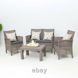 New Garden Furniture Set 4 Piece Chairs Sofa Table Outdoor Patio Conservatory
