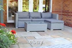 New Rattan Garden Furniture 4 Seater Corner Sofa Coffee Table Outdoor Patio Set