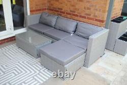 New Rattan Garden Furniture 4 Seater Corner Sofa Coffee Table Outdoor Patio Set