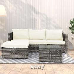 New Rattan Garden Furniture Outdoor 3PCS Patio Sofa Set Chairs Table (MIX GREY)