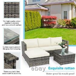 New Rattan Garden Furniture Outdoor 3PCS Patio Sofa Set Chairs Table (MIX GREY)