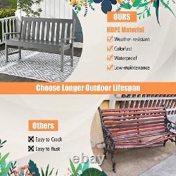 Outdoor 2-Person Garden Bench Patio Lounger Ergonomic Loveseat with Cozy Backrest
