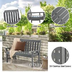 Outdoor 2-Person Garden Bench Patio Lounger Ergonomic Loveseat with Cozy Backrest