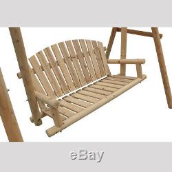 Outdoor 2 Seater Wooden Garden Patio Swing Chair Hammock Bench Lounger with Stand