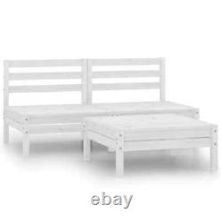 Outdoor 3 Piece Garden & Patio Lounge Set Solid Pinewood White