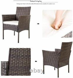 Outdoor 4PCS Patio Ratten Garden Furniture Sofa Set Table + Chair + Cushion UK