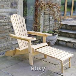 Outdoor Adirondack Garden Patio Lawn Chair / Armchair with Slide Away Leg Rest