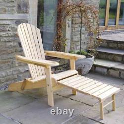 Outdoor Adirondack Garden Patio Lawn Chair / Armchair with Slide Away Leg Rest
