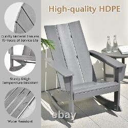 Outdoor Adirondack Rocking Chair Garden Patio Porch Rocker with Curved Back