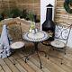 Outdoor Bistro Table And 2 Chairs Set Ceramic Design For Garden Patio Balcony