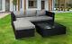 Outdoor Black Rattan Garden Furniture 4 Seat Corner Sofa &coffee Table Patio Set