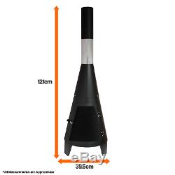 Outdoor Chiminea Garden Patio Log Burner Wood Fire Heater With Chimney