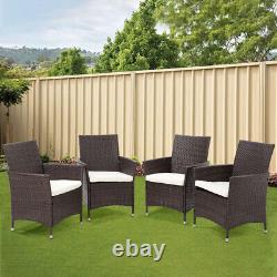 Outdoor Coffee Seater Garden Bistro Patio Furniture Set Rattan Glass Table Chair