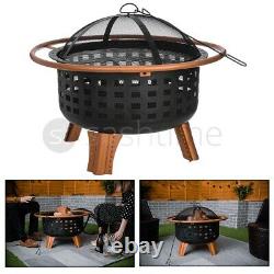 Outdoor Fire Pit BBQ Firepit Brazier Garden Round Stove Patio Heater Copper Camp