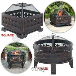Outdoor Fire Pit BBQ Firepit Brazier Garden Table Stove Patio Heater Grill Poker
