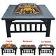 Outdoor Fire Pit Heater Square Table Garden Stove Patio Bbq Firepit Brazier 81cm