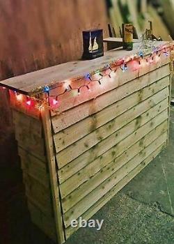 Outdoor Garden Bar Rustic BBQ Beer Drink Table Slatted Wood Patio Decking Stand
