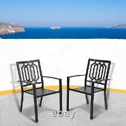 Outdoor Garden Dining Arm Chairs Set of 4 Stackable Chair for Patio Garden Black