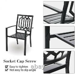 Outdoor Garden Dining Arm Chairs Set of 4 Stackable Chair for Patio Garden Black