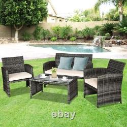 Outdoor Garden Furniture 4 Pieces Patio Set with Cushions and Coffee Table
