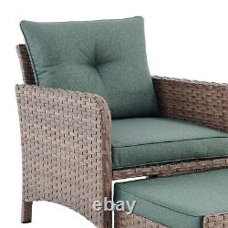 Outdoor Garden Furniture Rattan Chairs Armchair Patio Set & Footstools