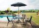 Outdoor Garden Furniture Set Dining Table 4 Chairs Seats Parasol Patio Black 6pc