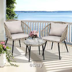 Outdoor Garden Furniture Wicker Patio Conversation Table Chair Rattan Bistro Set