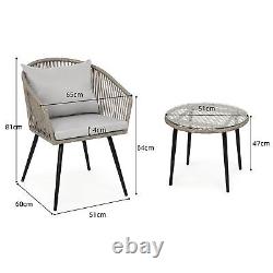 Outdoor Garden Furniture Wicker Patio Conversation Table Chair Rattan Bistro Set