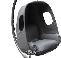 Outdoor Garden Hanging Swing Egg Chair Seat Grey Fabric Cushion Cocoon Patio