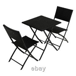 Outdoor Garden Rattan Furniture Bistro Table and Chairs Set Folding Patio Cafe