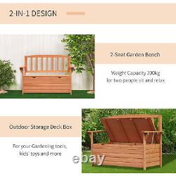 Outdoor Garden Storage Bench Patio Box All Weather Deck Fir Wood 112L x 84W cm