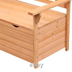 Outdoor Garden Storage Bench Patio Box All Weather Deck Fir Wood 112L x 84W cm