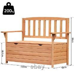 Outdoor Garden Storage Bench Patio Box All Weather Deck Fir Wood Solid Seating