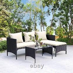Outdoor Patio 3pcs Garden Furniture Weaving Wicker Rattan Sofa Coffee Table Sets