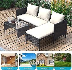 Outdoor Patio 3pcs Garden Furniture Weaving Wicker Rattan Sofa Coffee Table Sets