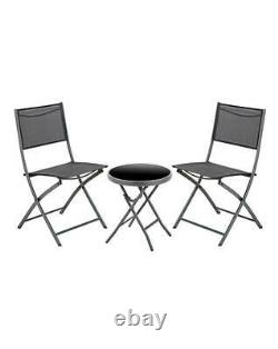 Outdoor Patio Garden Balcony Folding Lounge Bistro Set of 3 Coffee Table Chairs