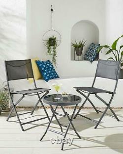 Outdoor Patio Garden Balcony Folding Lounge Bistro Set of 3 Coffee Table Chairs