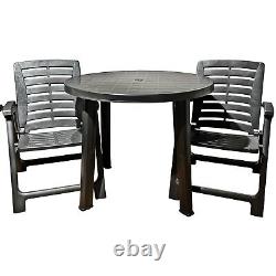 Outdoor Patio Garden Furniture Black Round Plastic Table and Folding Chairs Set