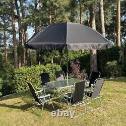 Outdoor Patio Garden Furniture Sets Metal 6 & 8 Piece Glass Top Folding Chair