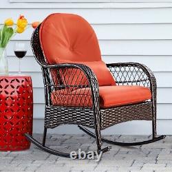 Outdoor Patio Rattan Chair Wicker Metal Rocking Armchair Garden Furniture Set