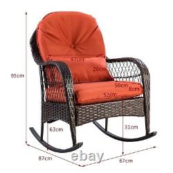Outdoor Patio Rattan Chair Wicker Metal Rocking Armchair Garden Furniture Set