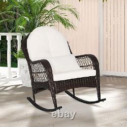Outdoor Patio Rattan Chair Wicker Sturdy Rocking Armchair Garden Furniture Set