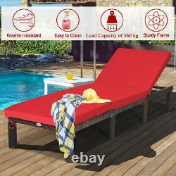 Outdoor Patio Sun Lounger Adjustable Garden Chair Rattan Wicker with Cushions