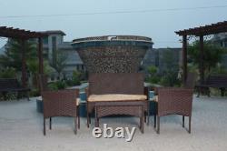 Outdoor Rattan Garden Furniture Patio Set Sofa Table & Chairs Wicker 4 Piece