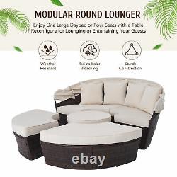 Outdoor Round Sofa Bed Patio Garden Furniture Set Daybed Lounge Sun Island Beige