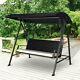 Outdoor Swing Chair Patio Garden Swinging Lounger 2-3 Seater Bench Black
