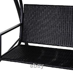 Outdoor Swing Chair Patio Garden Swinging Lounger 2-3 Seater Bench Black
