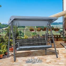 Outdoor Swing Chair Patio Garden Swinging Lounger 2-3 Seater Bench Mixed Grey