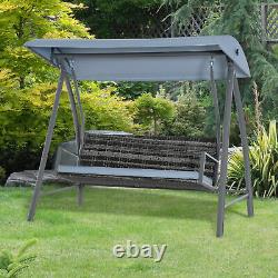 Outdoor Swing Chair Patio Garden Swinging Lounger 2-3 Seater Bench Mixed Grey