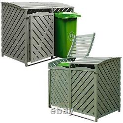 Outdoor Wooden Double Wheelie Rubbish Bin Store Cover Recycling Storage Unit